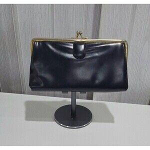 Vintage dark blue leather clutch purse, purses. Handbags,